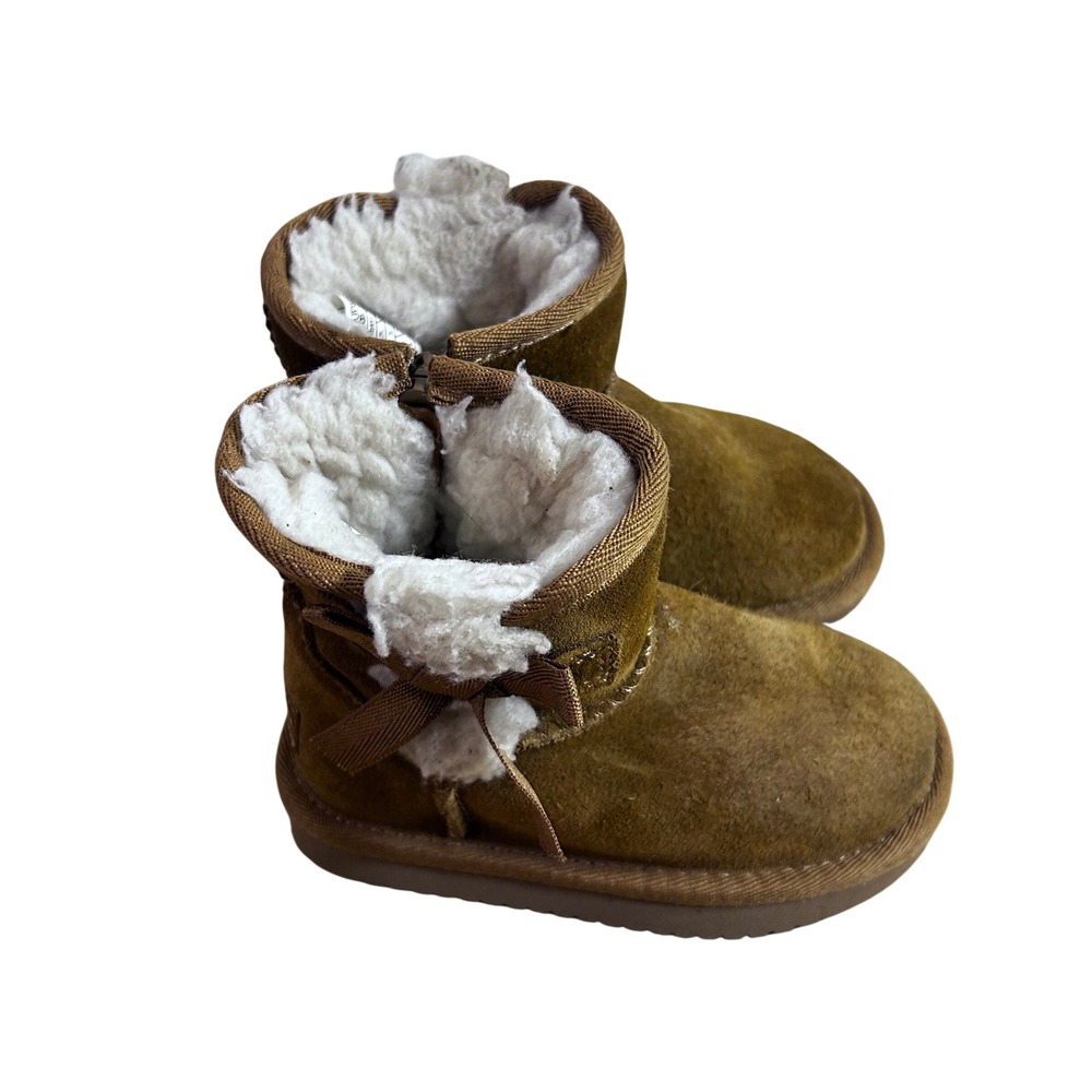 Koolaburra by UGG Victoria Boot 6 Chestnut Brown Suede Bow Toddler Kids
